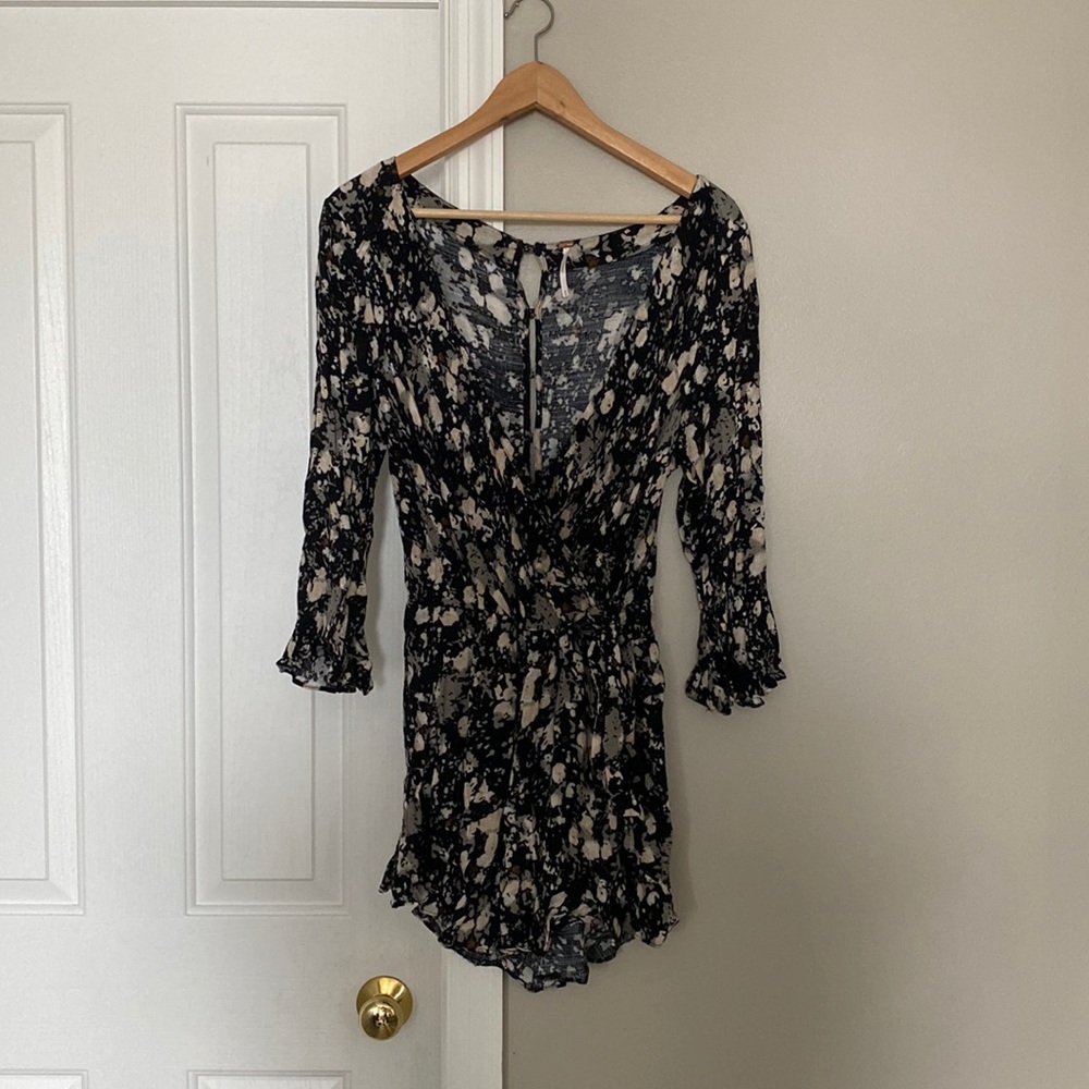 Free People long sleeve wrap romper, size M